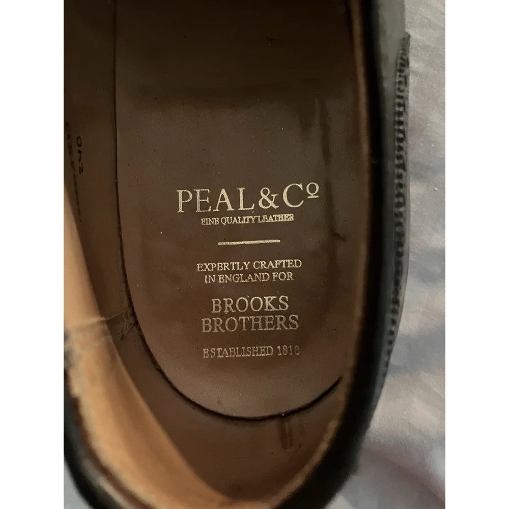 Peal Co x Brooks Brothers Oxford Leather Wingtips Dress Shoes 12D Black England